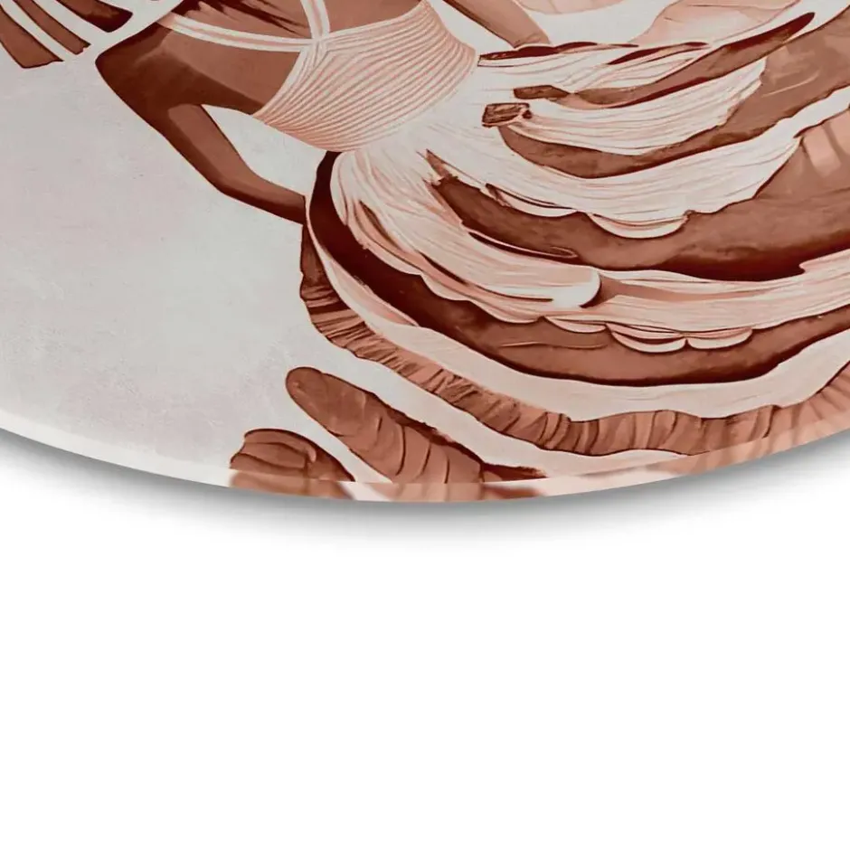 Glasschilderij Ronde jurk terracotta - Ø 70 - Oranje