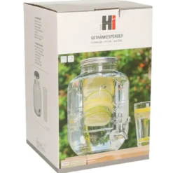 Glazen drank dispenser/limonadetap - met kraantje - 4 liter