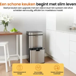 Goliving Automatische Sensor Prullenbak 64 Liter – Afvalemmer keuken - Afvalbak