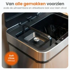 Goliving Automatische Sensor Prullenbak 64 Liter – Afvalemmer keuken - Afvalbak