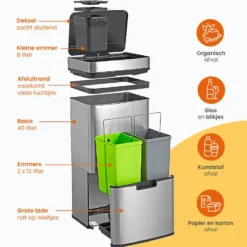 Goliving Automatische Sensor Prullenbak 64 Liter – Afvalemmer keuken - Afvalbak
