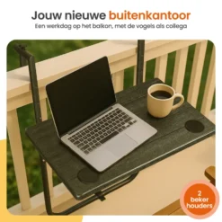 Goliving Balkontafel - Inklapbaar - Hangend - 60 x 40 cm - Hoogteverstelbaar