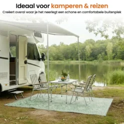 Goliving Buitenkleed Summer Flora - 183x290CM - Draagtas - Groen/Wit