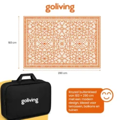 Goliving Buitenkleed Summer Flora - 183x290CM - Draagtas - Groen/Wit