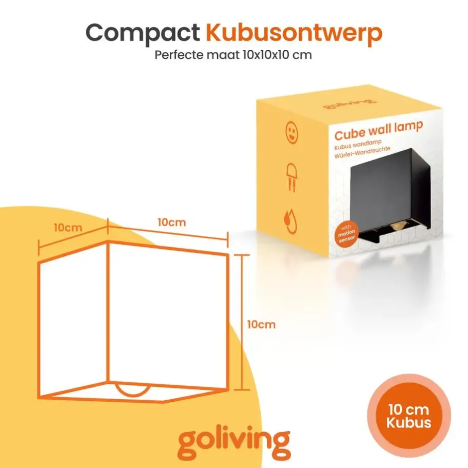 Goliving buitenlamp – Wandlamp - Kubuslamp – LED - Zwart