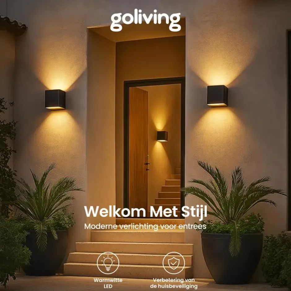 Goliving buitenlamp – Wandlamp - Kubuslamp – LED - Zwart