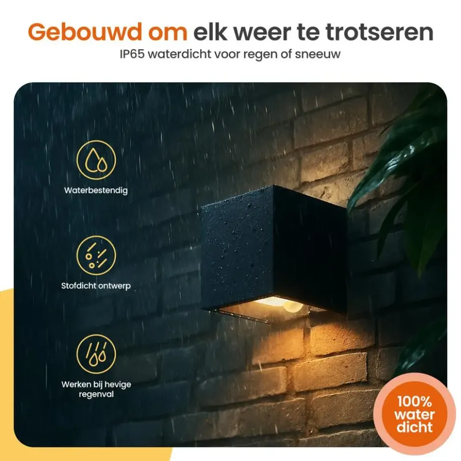 Goliving buitenlamp – Wandlamp - Kubuslamp – LED - Zwart