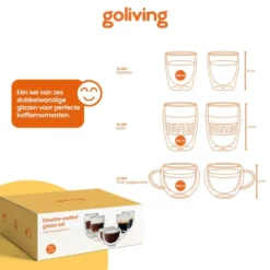 Goliving Dubbelwandige Koffieglazen - Kopjes - Glazen - Set Van 6