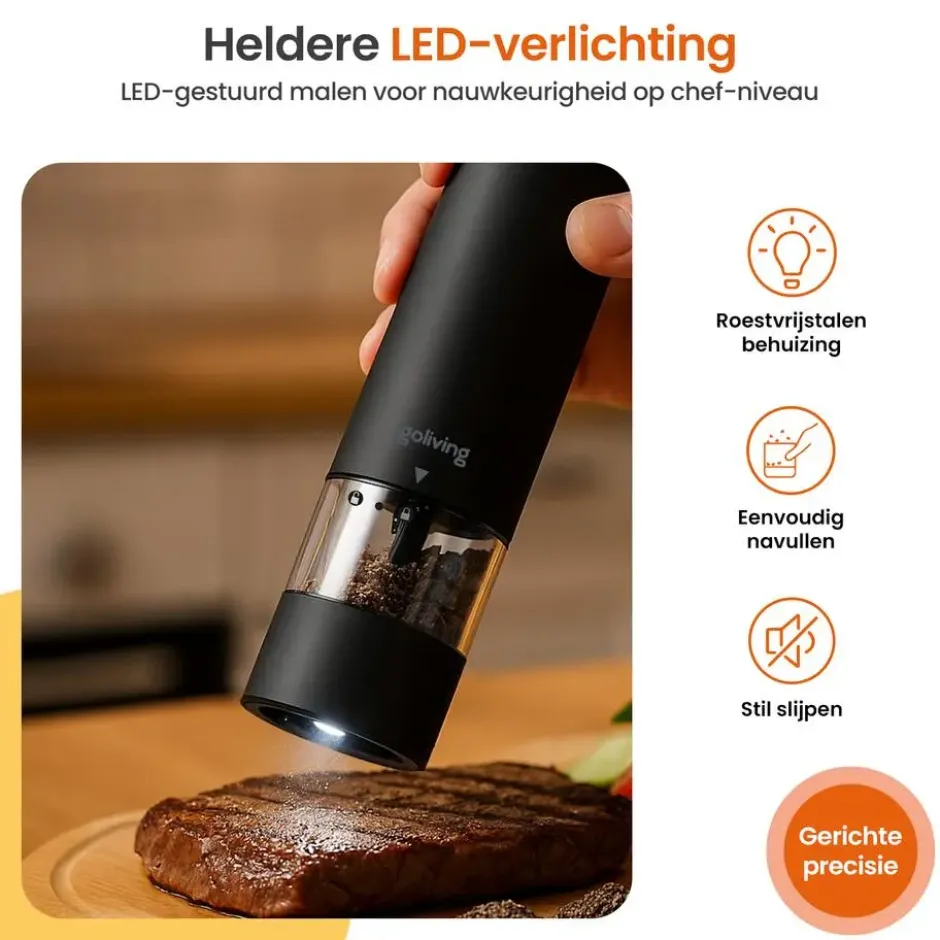 Goliving Elektrische Peper en Zoutmolen Set - LED Licht - Op Batterijen