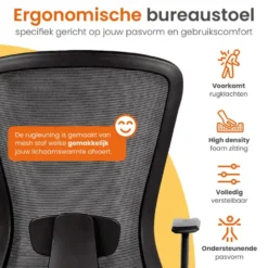 Goliving Ergonomisch bureaustoel - Verstelbaar - Op wieltjes - Zwart