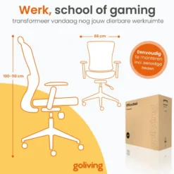 Goliving Ergonomisch bureaustoel - Verstelbaar - Op wieltjes - Zwart