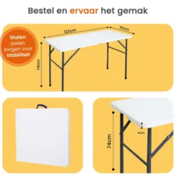 Goliving Inklapbare Tafel – Klaptafel – Campingtafel – Vouwtafel Buiten