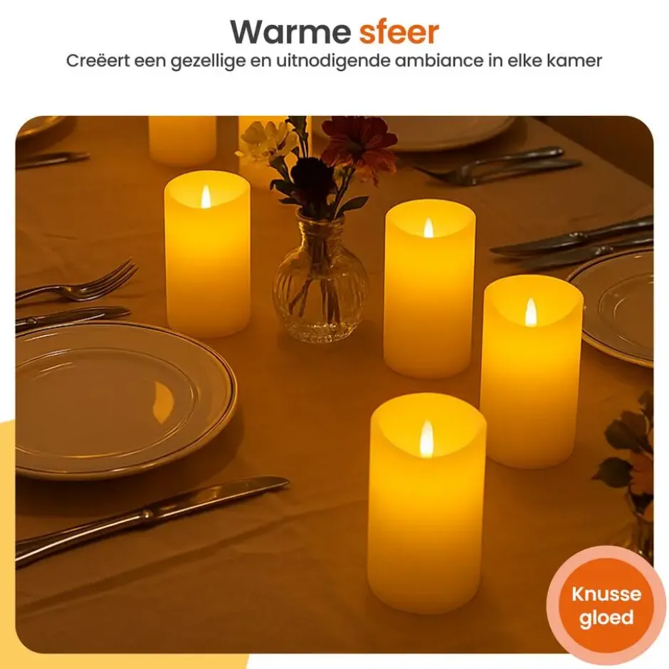 Goliving Led Kaarsen - Bewegende Vlam - Afstandsbediening - Set van 9