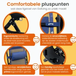 Goliving Opvouwbare Ligstoel - 2 Stuks - Tuinstoel met Tafel - Blauw