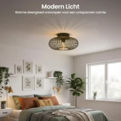 Goliving Plafondlamp - Plafonnière - E27 - Metaal - Ø 40 cm - Zwart