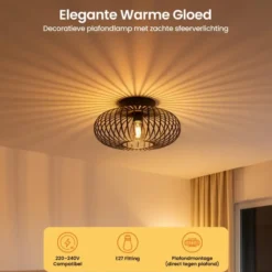 Goliving Plafondlamp - Plafonnière - E27 - Metaal - Ø 40 cm - Zwart