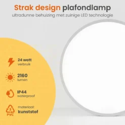 Goliving Plafondlamp - Plafonnière - LED - Ø23cm - Wit