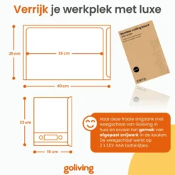 Goliving Snijplank met Uitschuifbare Keukenweegschaal – Bamboe – 40 tot 56 cm