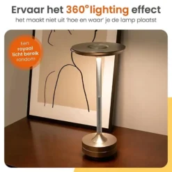 Goliving Tafellamp Op Accu - Oplaadbaar en Dimbaar - Hoogte 27 cm - Zilver