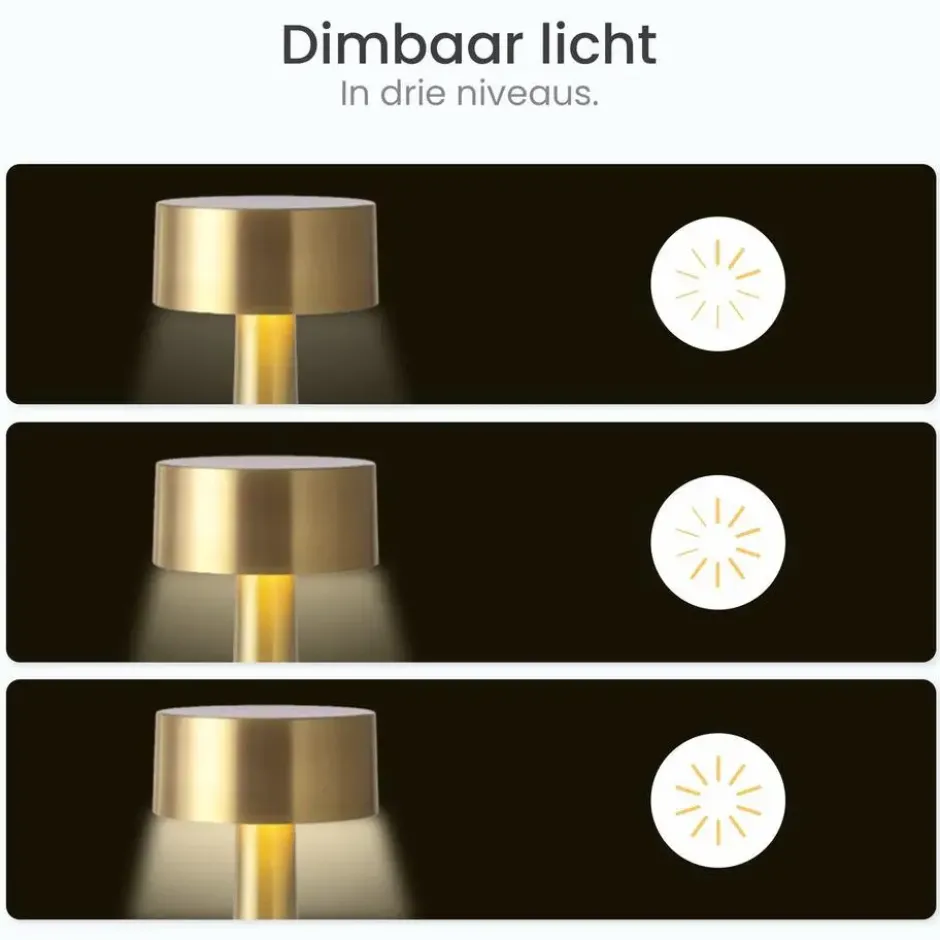 Goliving Tafellamp Oplaadbaar – Draadloos en dimbaar – Moderne touch lamp