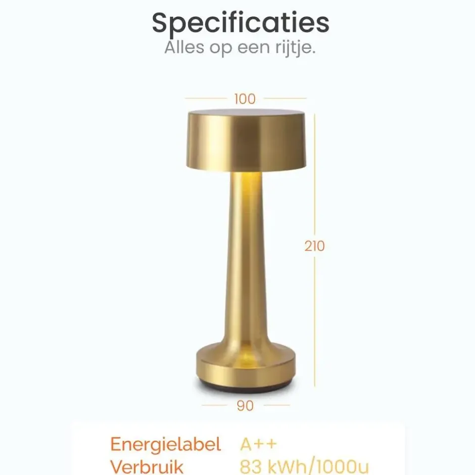 Goliving Tafellamp Oplaadbaar – Draadloos en dimbaar – Moderne touch lamp