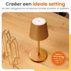 Goliving Tafellamp Oplaadbaar – Draadloos en dimbaar – Moderne touch lamp