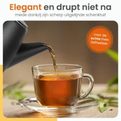 Goliving Theekan met Filter - 1 Liter - Zwart