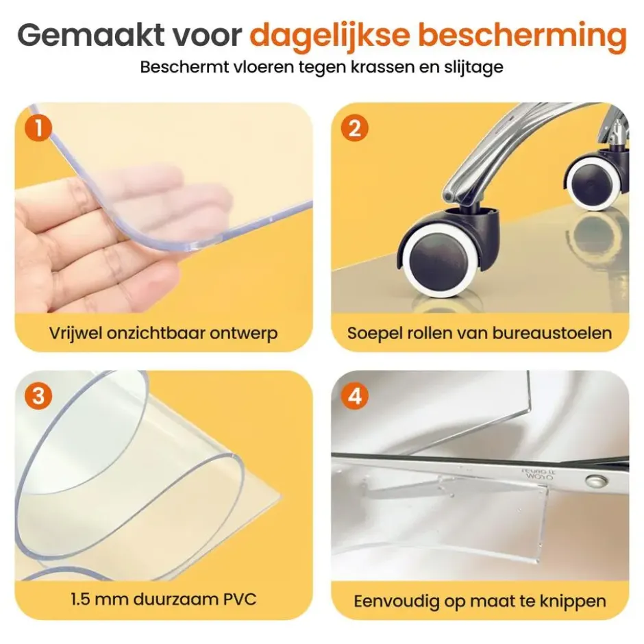 Goliving Vloerbeschermer bureaustoel - 90x120cm - Bureaustoelmat