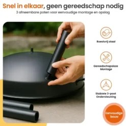 Goliving Vuurschaal - Vuurkorf - Tuinhaard - Staal - Ø 60cm - Zwart