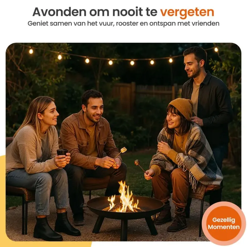 Goliving Vuurschaal - Vuurkorf - Tuinhaard - Staal - Ø 60cm - Zwart