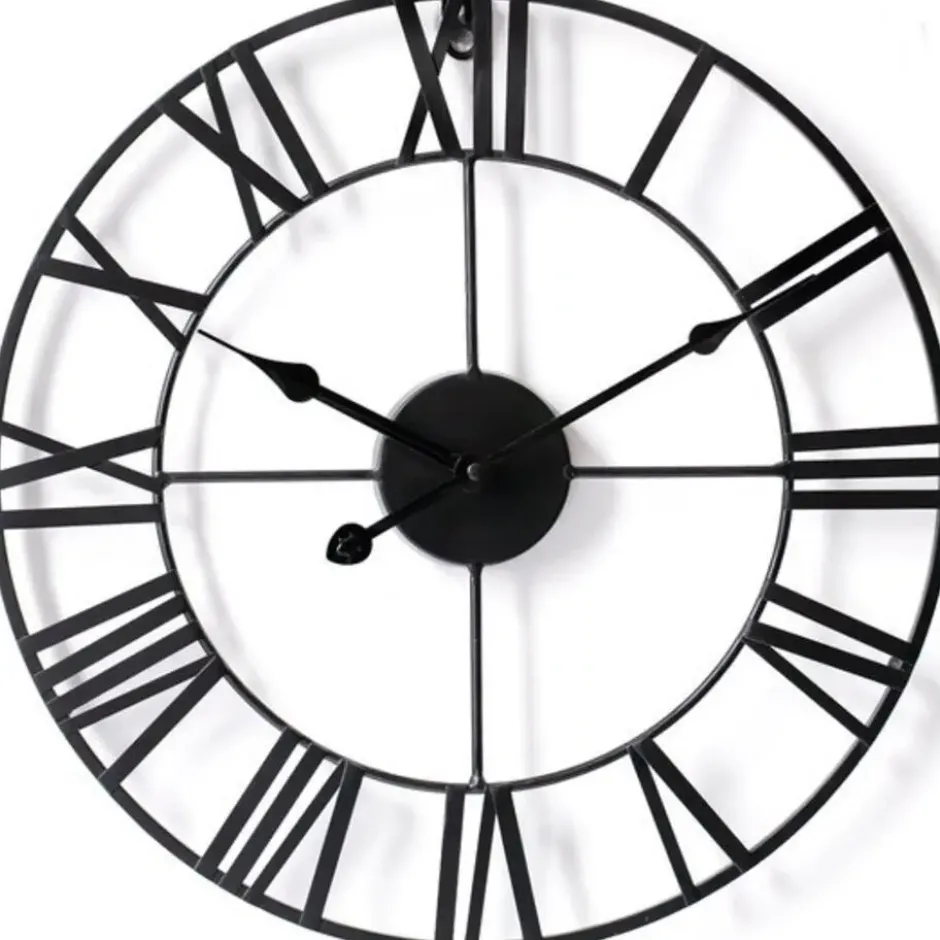 Goliving Wandklok Industrieel - Stil uurwerk - Metaal - Ø 60 cm - Zwart