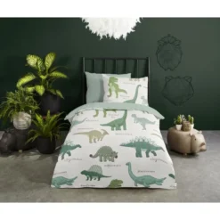 Good Morning Dino Jurassic Mix Kinderdekbedovertrek Groen