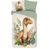 Good Morning Dino Kinderdekbedovertrek Groen