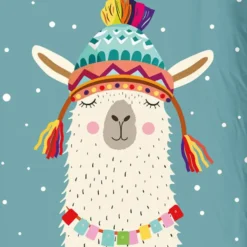 Good Morning Lama’s Winterfeest Flanel Dekbedovertrek Petrol