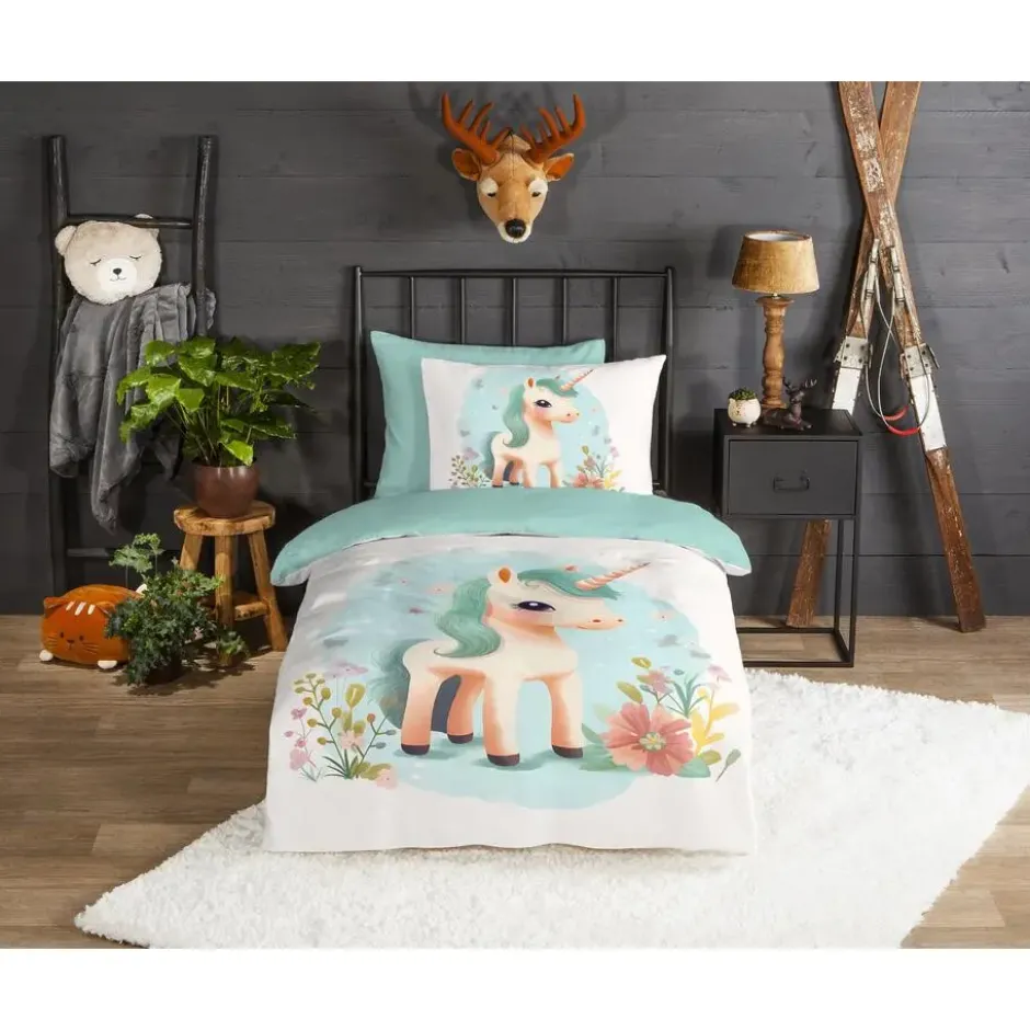 Good Morning One Unicorn Flanel Dekbedovertrek Multi