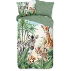 Good Morning Safari Dieren Kinderdekbedovertrek Groen