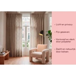 Gordijnstof Fiora lichtdoorlatend - lichtbruin