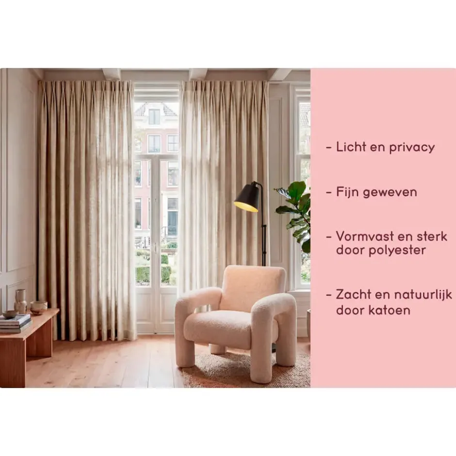 Gordijnstof Fiora lichtdoorlatend - champagne