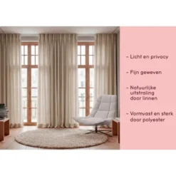 Gordijnstof Nakuru lichtdoorlatend - beige