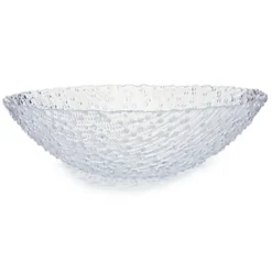 Grote fruitschaal - rond - 31 cm - bewerkt glas - schaal