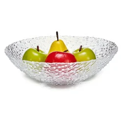 Grote fruitschaal - rond - 31 cm - bewerkt glas - schaal