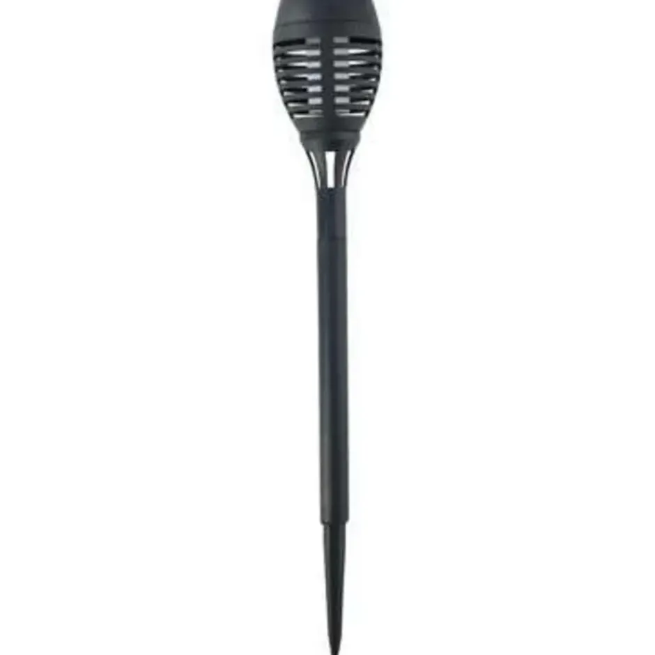 Grundig Tuinfakkel - solar - vlam effect - zwart - 48 cm