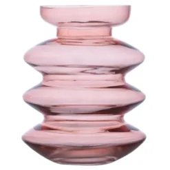 Hakbijl Glass Bloemenvaas Aline - roze - glas - D16 x H25