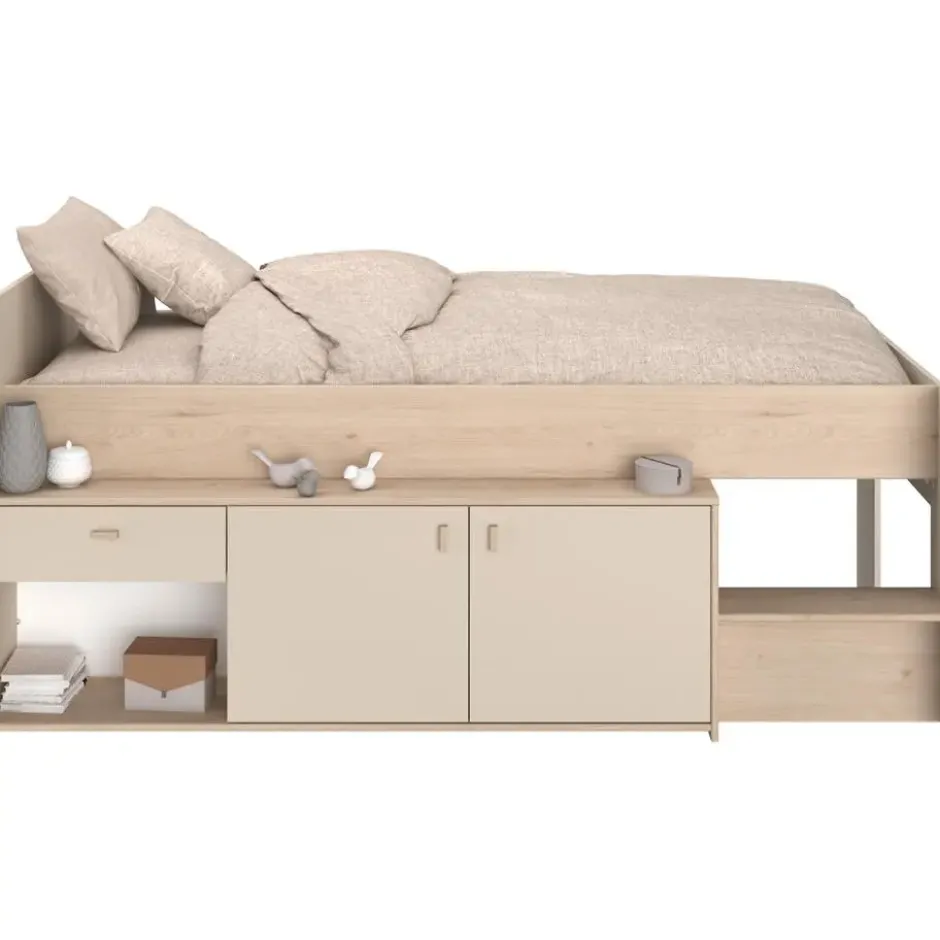Halfhoogslaper Luna - eiken/greige - 90x200 cm