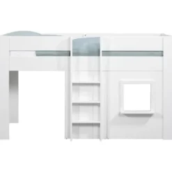 Halfhoogslaper Reno met speelhuisje - 206x104x120 cm - Wit