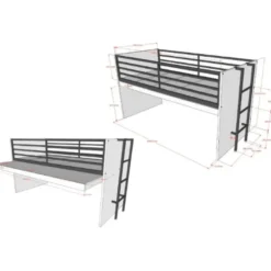 Halfhoogslaper Sammie 90x200cm - met bureau - wit