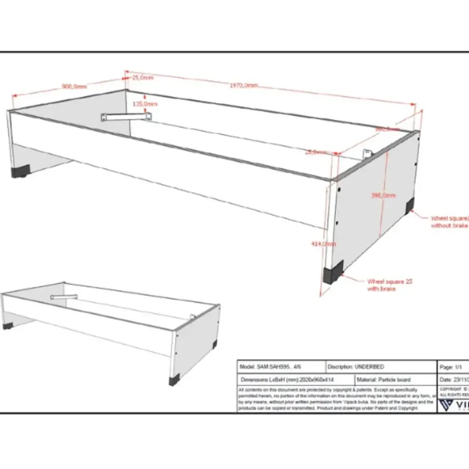 Halfhoogslaper Sammie 90x200cm met 2 slaapplaatsen, bedlade en bureau - wit
