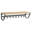 Hangende Kapstok voor Muur of Wand - 8 Haken en 1 Bar - 90 cm Lang - Lichte Eik