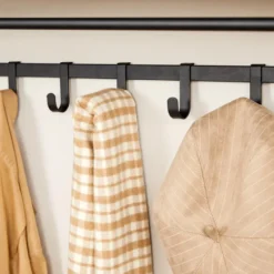 Hangende Kapstok voor Muur of Wand - 8 Haken en 1 Bar - 90 cm Lang - Lichte Eik