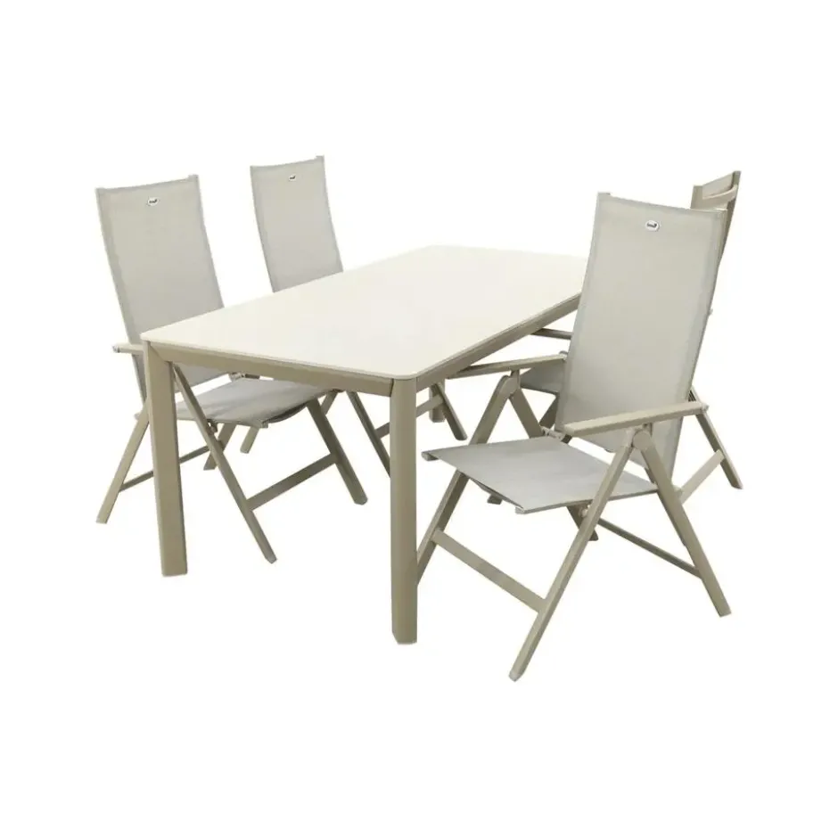 Hartman Napoli/Kyra verstelbare tuinset voor 4 personen 180x90 cm. - Latte